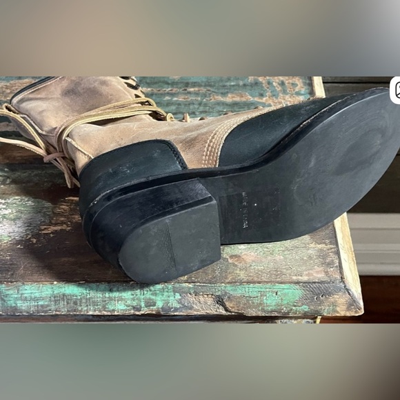 Two-Tone Leather Lace-Up Boots - Picture 7 of 7